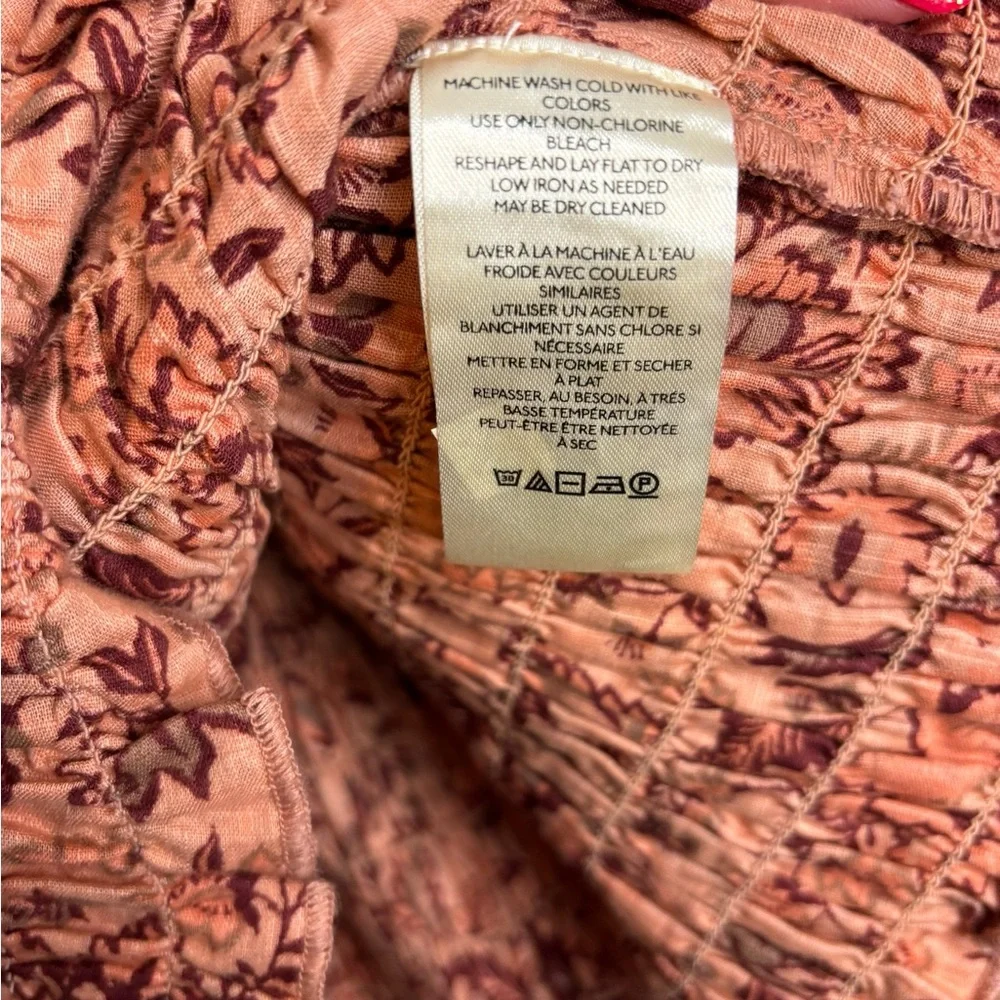 NWT Free People Smock It To Me Puff Sleeve Smocked Body Mini Dress Apricot Large - Picture 8 of 10